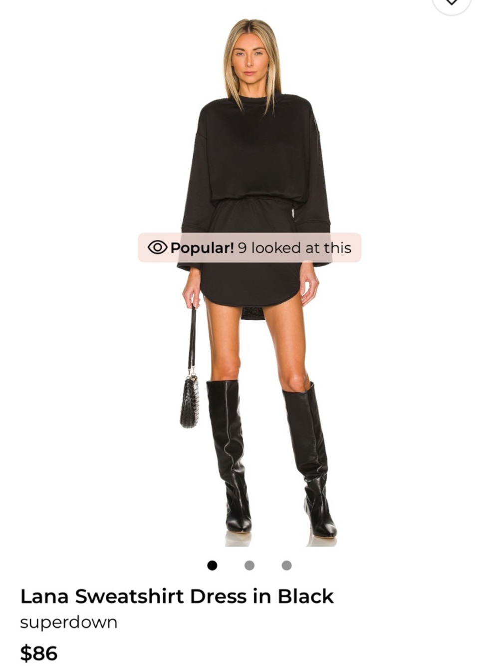 superdown Black Pullover Sweatshirt Mini Dress. Size small. Worn once!! Revolve